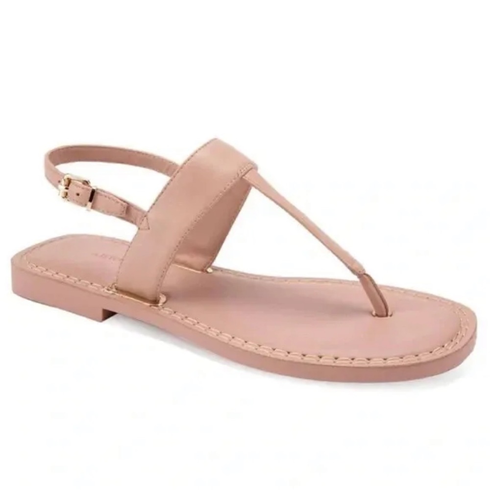 $130 New Aerosoles Women's Cherry Leather Flat Sandal Nude Size 10.5
